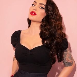 Vixen by Micheline Pitt Powder Puff Top in Black